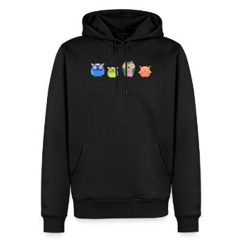 Eule, Eulen, owls, bunt, Familie, Illustrationen - Männer Premium Bio Hoodie - Schwarz - Vorne - Nico (187cm)