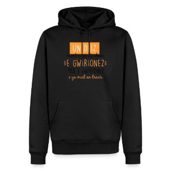 Bretagne - Un deiz mont a rin da chom e Gwirionez - Sweat à capuche Premium bio Homme - noir - Devant - Nico (187cm)