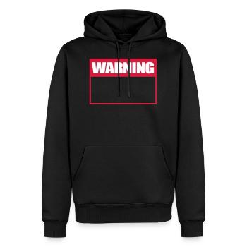 Warning Sign Warning Sign Warning - Men’s Premium Organic Hoodie - black - Front - Nico (187cm)