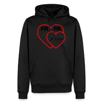 Papa Je t'aime cool V1 - Sweat à capuche Premium bio Homme - noir - Devant - Nico (187cm)