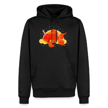Licorne poisson rouge - Sweat à capuche Premium bio Homme - noir - Devant - Nico (187cm)