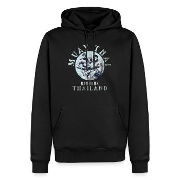 Muay Thai - Sweat à capuche Premium bio Homme - noir - Devant - Nico (187cm)