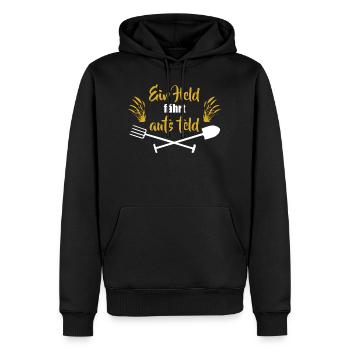 Bauer Landwirt Landwirtschaft Spruch Held vom Feld - Männer Premium Bio Hoodie - Schwarz - Vorne - Nico (187cm)