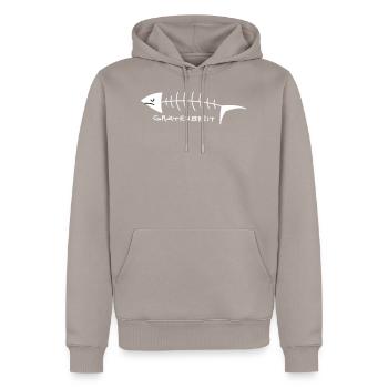 Lustige Fischgräte grätenbreit - Männer Premium Bio Hoodie - Taupe - Vorne - Nico (187cm)