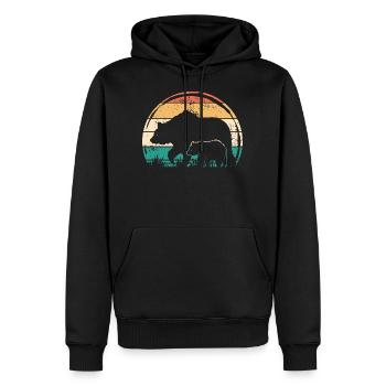 Ours avec enfant - ours père mère avec oursons - Sweat à capuche Premium bio Homme - noir - Devant - Nico (187cm)