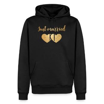 just married 2hearts - Men’s Premium Organic Hoodie - black - Front - Nico (187cm)