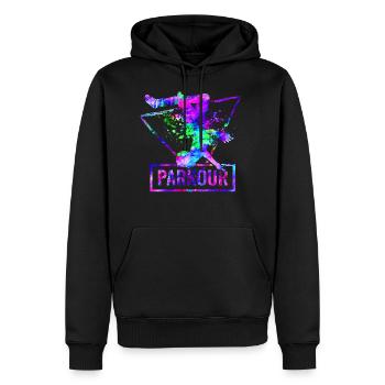 Parkour - Men’s Premium Organic Hoodie - black - Front - Nico (187cm)