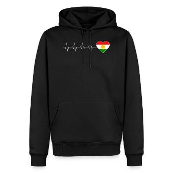 Herzschlag Kurdisch Weiß - Männer Premium Bio Hoodie - Schwarz - Vorne - Nico (187cm)