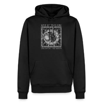 Live By The Sun Dream By The Moon Mond Yoga Boho - Männer Premium Bio Hoodie - Schwarz - Vorne - Nico (187cm)