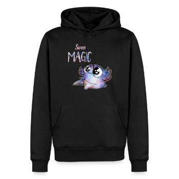 sweet magic axolotl - Men’s Premium Organic Hoodie - black - Front - Nico (187cm)