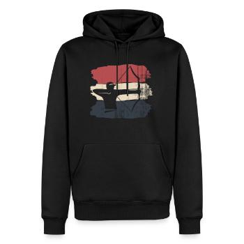 Bogenschießen - Männer Premium Bio Hoodie - Schwarz - Vorne - Nico (187cm)
