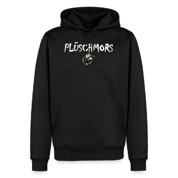 Plüschmors, Hummel, Plattdeutsch - Männer Premium Bio Hoodie - Schwarz - Vorne - Nico (187cm)