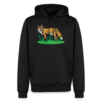 Renard rouge / Red Fox Design I - Sweat à capuche Premium bio Homme - noir - Devant - Nico (187cm)