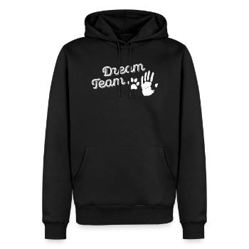 Katze Mensch Dream Team lustiges Hand Pfote lustig - Männer Premium Bio Hoodie - Schwarz - Vorne - Nico (187cm)