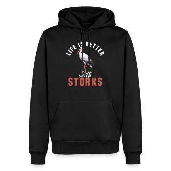 stork - Men’s Premium Organic Hoodie - black - Front - Nico (187cm)