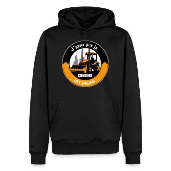 J'peux pas je conduis des engins t-shirt cadeau - Sweat à capuche Premium bio Homme - noir - Devant - Nico (187cm)