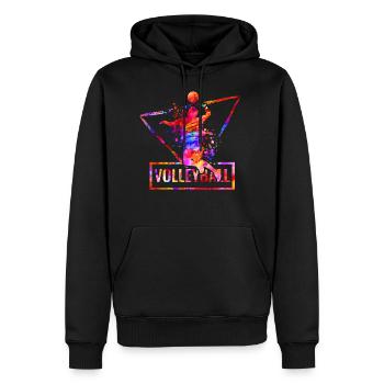 volley-ball - Sweat à capuche Premium bio Homme - noir - Devant - Nico (187cm)
