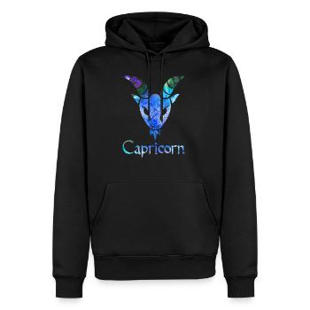 Capricorne - Sweat à capuche Premium bio Homme - noir - Devant - Nico (187cm)