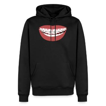 Steel teeth - Smile of hell or iron! - Men’s Premium Organic Hoodie - black - Front - Nico (187cm)