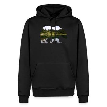 Bär - Männer Premium Bio Hoodie - Schwarz - Vorne - Nico (187cm)