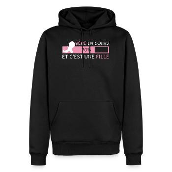 Bébé en cours et c'est une Fille - Sweat à capuche Premium bio Homme - noir - Devant - Nico (187cm)