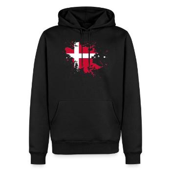 Drapeau du Danemark comme une touche de couleur - Sweat à capuche Premium bio Homme - noir - Devant - Nico (187cm)