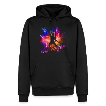 Badminton - Männer Premium Bio Hoodie - Schwarz - Vorne - Nico (187cm)