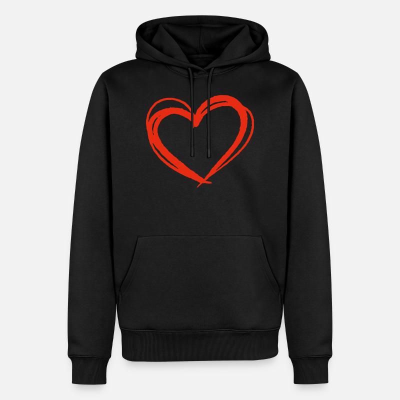 Coeur rouge - Sweat à capuche Premium bio Homme - noir