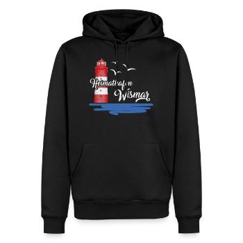 Heimathafen Wismar Hafenstadt Möwe Leuchtturm - Männer Premium Bio Hoodie - Schwarz - Vorne - Nico (187cm)