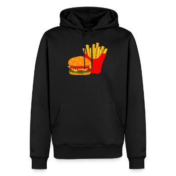 Burger avec frites - Sweat à capuche Premium bio Homme - noir - Devant - Nico (187cm)