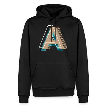 A - hipper Buchstabe - Männer Premium Bio Hoodie - Schwarz - Vorne - Nico (187cm)
