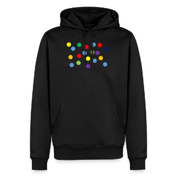Bunte Punkte, Happy Dots - Männer Premium Bio Hoodie - Schwarz - Vorne - Nico (187cm)