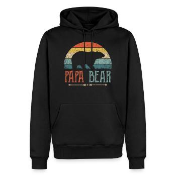 Papa ours père homme cadeau parents couples messieurs - Sweat à capuche Premium bio Homme - noir - Devant - Nico (187cm)