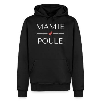 MAMIE Poule - Sweat à capuche Premium bio Homme - noir - Devant - Nico (187cm)