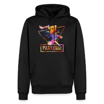 Parkour - Männer Premium Bio Hoodie - Schwarz - Vorne - Nico (187cm)