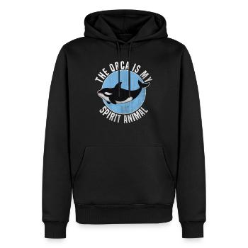 Orca - Men’s Premium Organic Hoodie - black - Front - Nico (187cm)