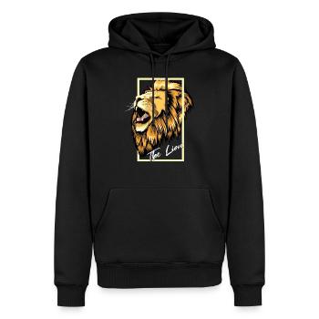 Der Löwe - Männer Premium Bio Hoodie - Schwarz - Vorne - Nico (187cm)