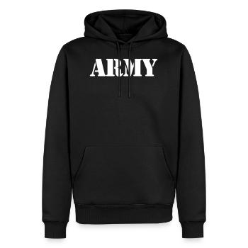 ARMÉE militaire - Sweat à capuche Premium bio Homme - noir - Devant - Nico (187cm)
