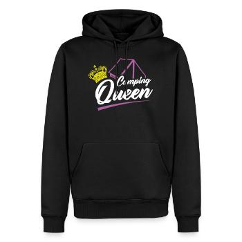 Camping reine disant avec tente couronne - Sweat à capuche Premium bio Homme - noir - Devant - Nico (187cm)