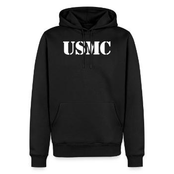 Military USMC - Men’s Premium Organic Hoodie - black - Front - Nico (187cm)