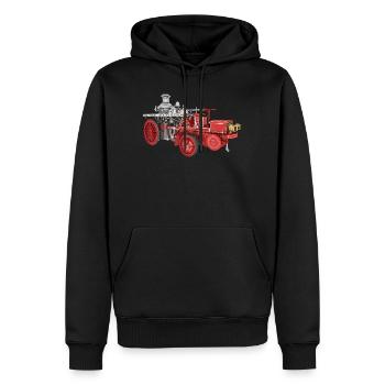 Pompier rétro, service d'incendie - Sweat à capuche Premium bio Homme - noir - Devant - Nico (187cm)