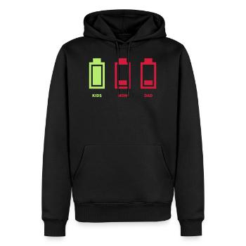enfants, batterie, batterie, famille, famille - Sweat à capuche Premium bio Homme - noir - Devant - Nico (187cm)