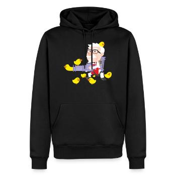 Der Coronel und der Chicken-o-matic - Männer Premium Bio Hoodie - Schwarz - Vorne - Nico (187cm)