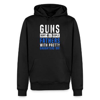 père et fille - Sweat à capuche Premium bio Homme - noir - Devant - Nico (187cm)