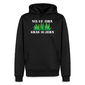 Nix im Hirn, Gras siliern - Männer Premium Bio Hoodie - Schwarz - Vorne - Nico (187cm)