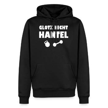 Glotz nicht hantel - Männer Premium Bio Hoodie - Schwarz - Vorne - Nico (187cm)