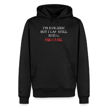 dyslexie - Sweat à capuche Premium bio Homme - noir - Devant - Nico (187cm)