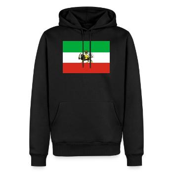 Drapeau persan / iranien pour Pahlavi Shah - Sweat à capuche Premium bio Homme - noir - Devant - Nico (187cm)