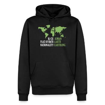 Race homme lieu de naissance Terre nationalité terrien - Sweat à capuche Premium bio Homme - noir - Devant - Nico (187cm)