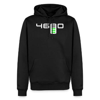 Tesla 4680 Battery Cell - Männer Premium Bio Hoodie - Schwarz - Vorne - Nico (187cm)